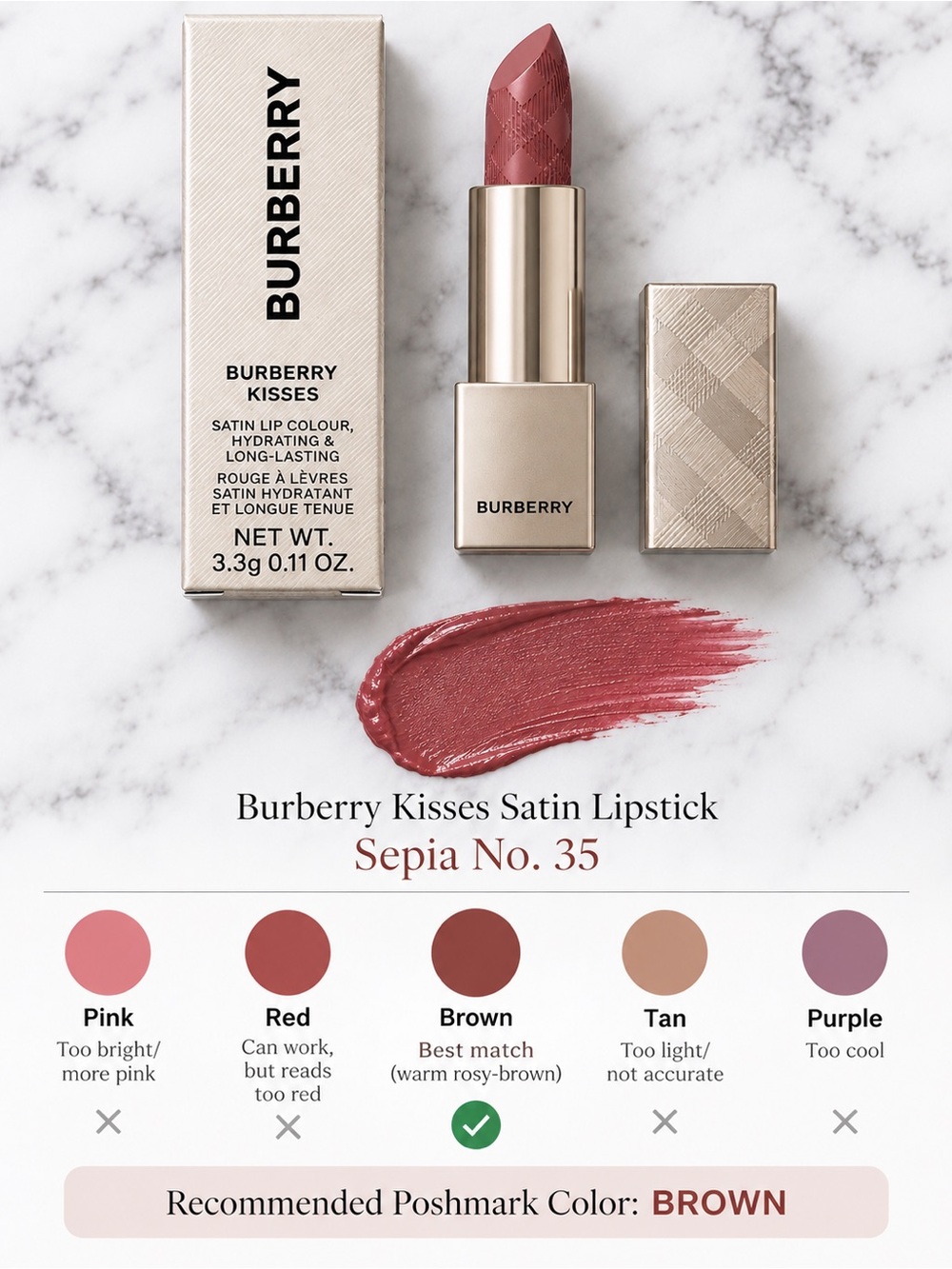 Burberry Kisses Satin Lipstick – Sepia No. 35